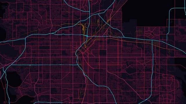 Denver Metro Colorado Street Map 4K Motion Background Futuristic Cyber Glow Grid