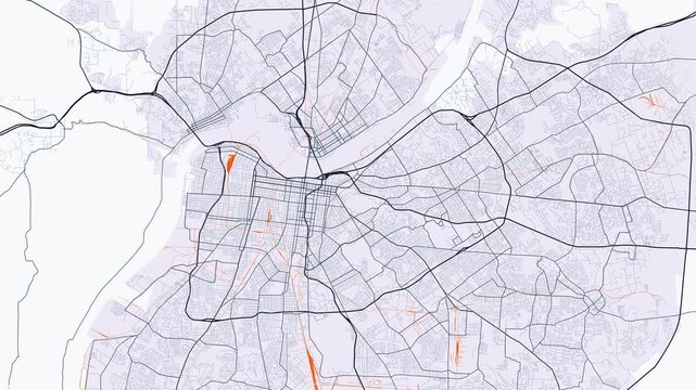 Louisville Metro Kentucky Street Map 4K Motion Background Minimalist Slate Grid