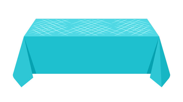 Turquoise tablecloth with diamond lattice pattern on a white background