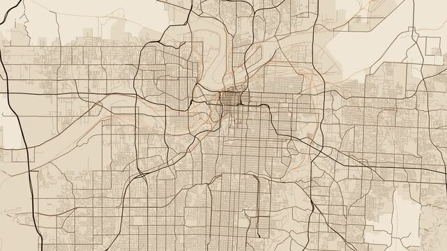 Kansas City Metro Missouri Street Map 4K Motion Background Antique Parchment Grid