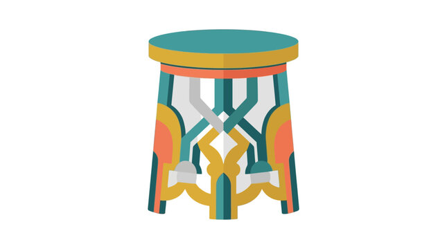 Geometric stool with colorful accents on a white background