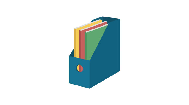 Desktop file organizer with colorful folders flat vector illustration