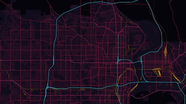 Omaha Metro Nebraska Street Map 4K Motion Background Futuristic Cyber Glow Grid