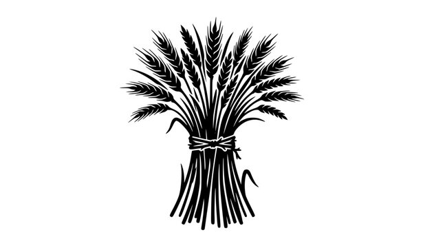 Rustic wheat sheaf black silhouette grain harvest vector illustration