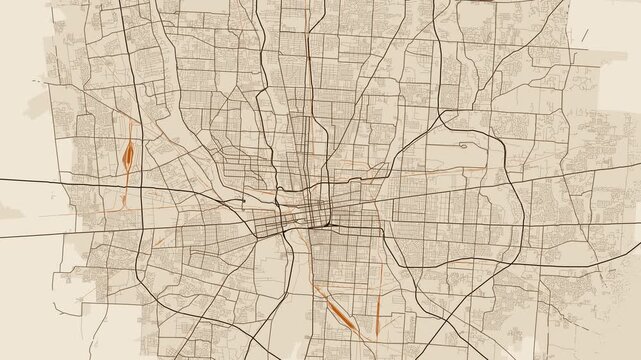 Columbus Metro Ohio Street Map 4K Motion Background Antique Parchment Grid