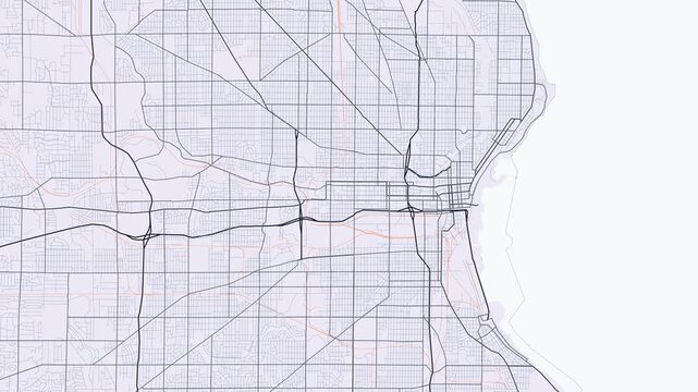 Milwaukee Metro Wisconsin Street Map 4K Motion Background Minimalist Slate Grid
