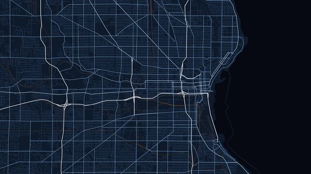 Milwaukee Metro Wisconsin Street Map 4K Motion Background Midnight Navy Grid