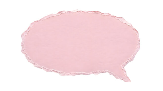 Pink speech bubble with torn paper edges isolated on a white background