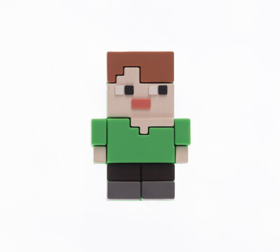 Kazakhstan, Almaty, August 31, 2026: Minecraft character isolated on a white background