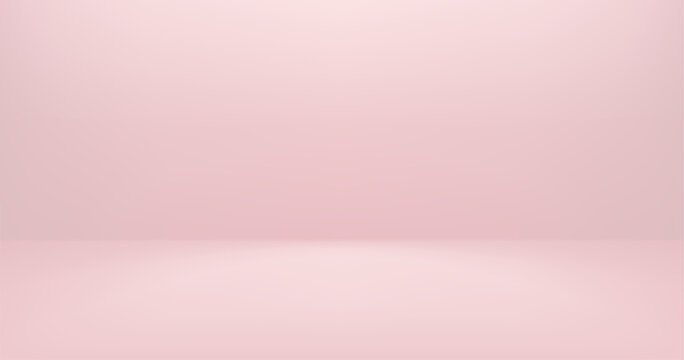 Rose gold studio backdrop with elegant white gradient walls. Vector 3d background for product mockups on sleek with soft lighting and contemporary minimal interior design aesthetic