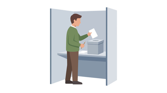 Man casting vote in a polling booth during election day