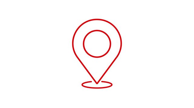 Red map location pin animation on white background, for navigation and, travel concepts 4k Motion video