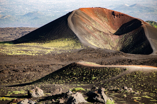 Landscape of Etna volcano, Sicily, Italy. Deserted martian-like surface. Beautiful Travel photography