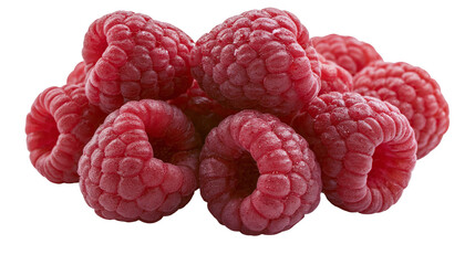 Pile of ripe red raspberries, isolated on transparent background © Sophie