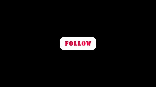 Minimalist follow button with red text on dark background