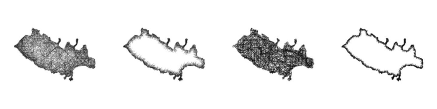 Sketch black and white New Kent, Virginia outline map design set