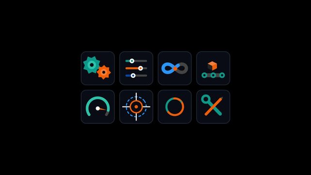 Animated business icon set: productivity, workflow, and digital strategy motion