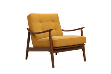 Obraz premium Mid century mustard armchair with wooden arms