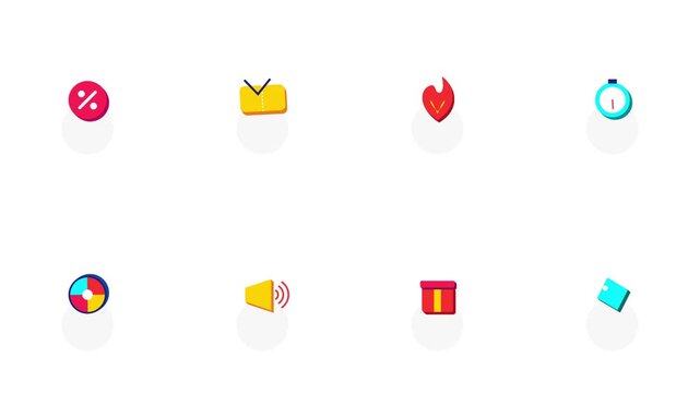 Minimalist flat ui icon set animation for digital marketing and business applications