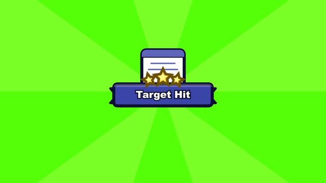 Generic game ui badge with target hit text banner