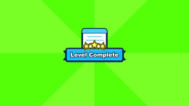 Level complete banner for cartoon game interface