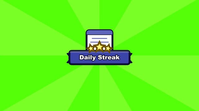 Daily streak achievement banner with golden stars animation