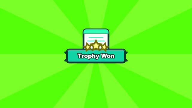 Generic trophy won notification animation on green background