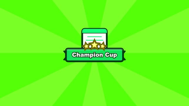 Champion cup trophy icon with stars animation