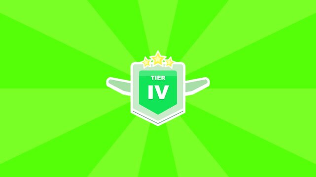 Tier level badge icon with stars on green background