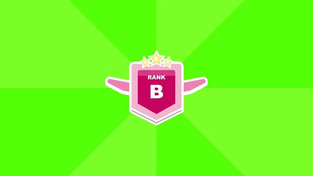 Generic rank B badge icon with stars motion graphic