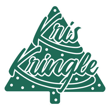 Kris kringle lettering quote green tree