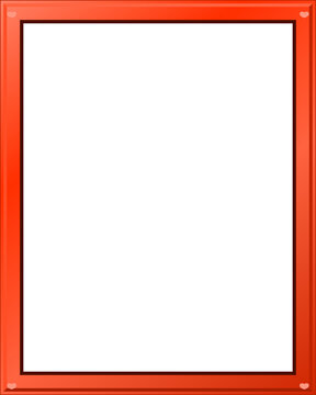 A simple rectangular vertical photo frame with a bright red glossy border design for displaying pictures and creative posters in a modern digital graphic style isolated on transparent background