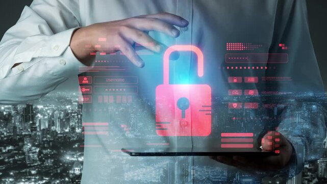 Digital security concept illustrating a cybersecurity breach, with a red unlocked padlock indicating data exposure among secure systems, emphasizing system vulnerability and risk Marrow