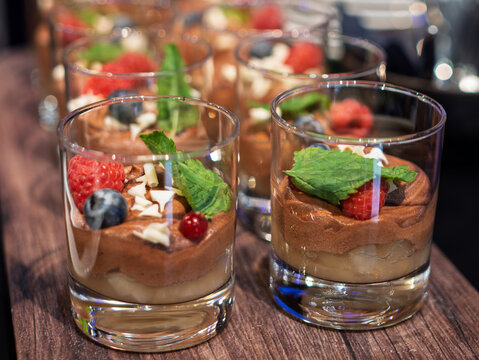 Delicious Chocolate Mousse Dessert with Fresh Berries