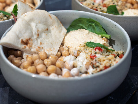 Healthy Middle Eastern Chickpea Bowl with Couscous