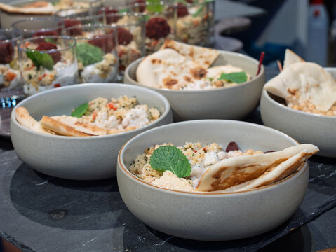 Delicious Mediterranean Cuisine with Couscous and Flatbreads