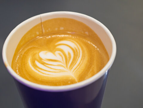 Artisan Latte with Heart Design in Paper Cup
