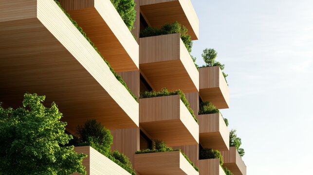 Stormy Light Beside the Clean Public Transport: Timber Mid Rise Neighborhood With Green Balconies And Courtya &acirc;&euro;&ldquo; Skyline Study 4