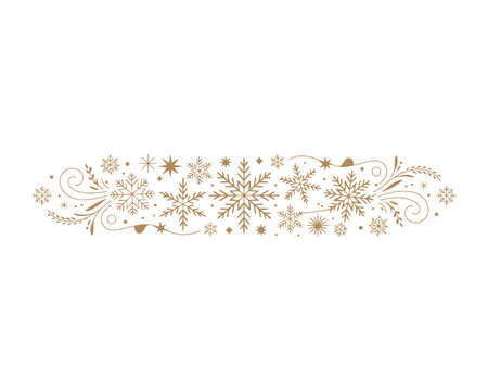 Gold snowflake star flourish Christmas holiday divider border