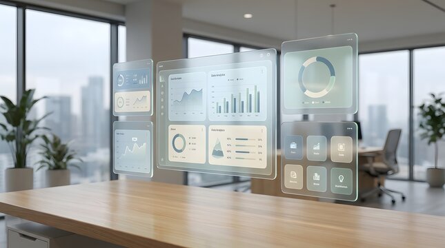 Transparent digital dashboard analytics interface