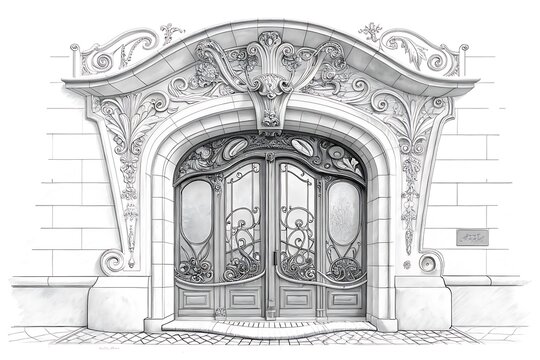 Elegant ornate double door with intricate ironwork design