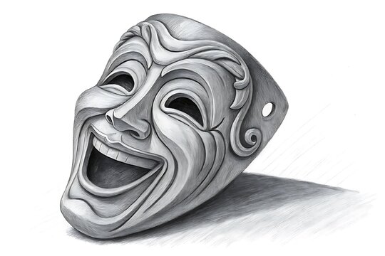 Greek tragedy mask with open mouth expression