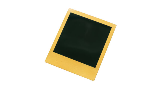 Yellow instant photo frame isolated on transparent background