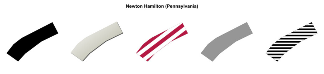 Fototapeta premium Newton Hamilton (Pennsylvania) blank outline map set