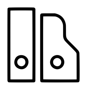 Hand-traced vector illustration of two lever arch file folders shown in minimalist line art style, perfect for office organization and document management graphics