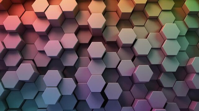 Abstract Hexagonal Pattern Background in Rainbow Gradient Colors