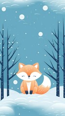 Fototapeta premium Cute fox animal snow outdoors.