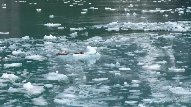 Seals on the ocean 