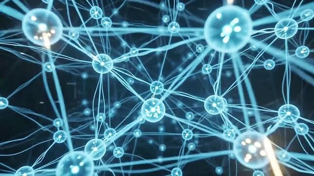 Abstract Digital Neural Network Connectivity with Glowing Blue Nodes AIzaSyAwyVgEvP5da-2JkZi2lUjOIXkrlyqbm94 in Cyberspace