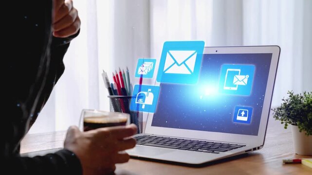 Email icons show digital communication, email service, and inbox management. Email supports online messaging, email notification, and secure exchange. Gist